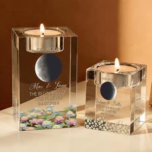 Moon Phase The Beginning Of Our Forever Personalized Crystal Candle Holder