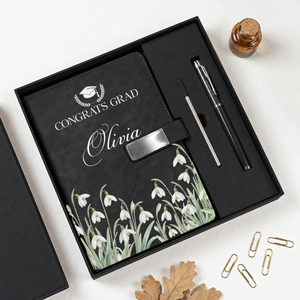 Graduation Birth Flower & Name Personalized Notebook Set