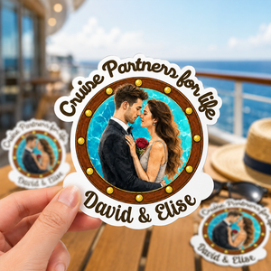 Cruise Partners For Life Custom Couple Photo Watercolor - Personalized Magnet