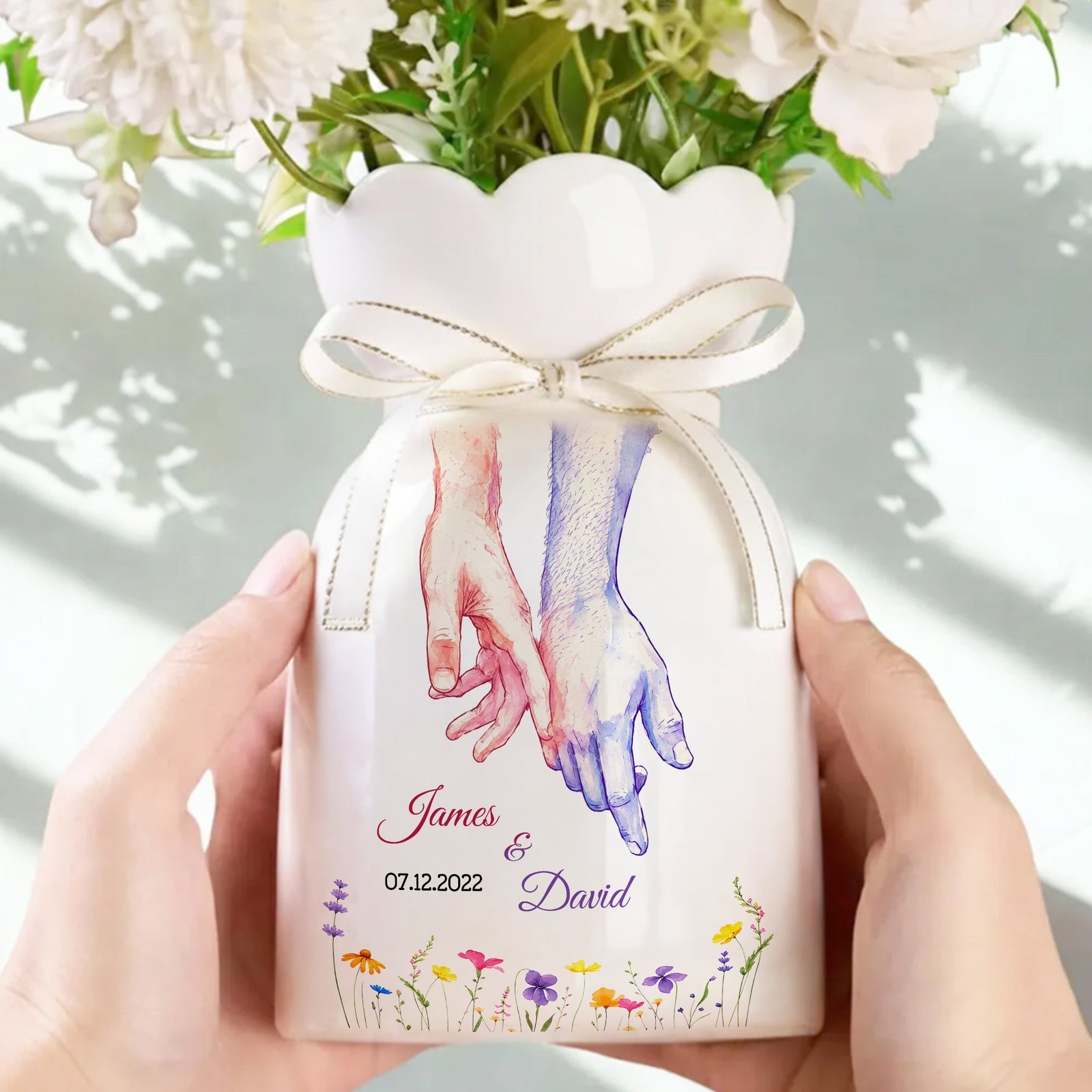 Couple Hands Art - Personalized Custom Ribbon Tie Flower Vase mk2_b102a31d-ecac-4c12-9c54-e5ade6795a04.jpg?v=1782812785
