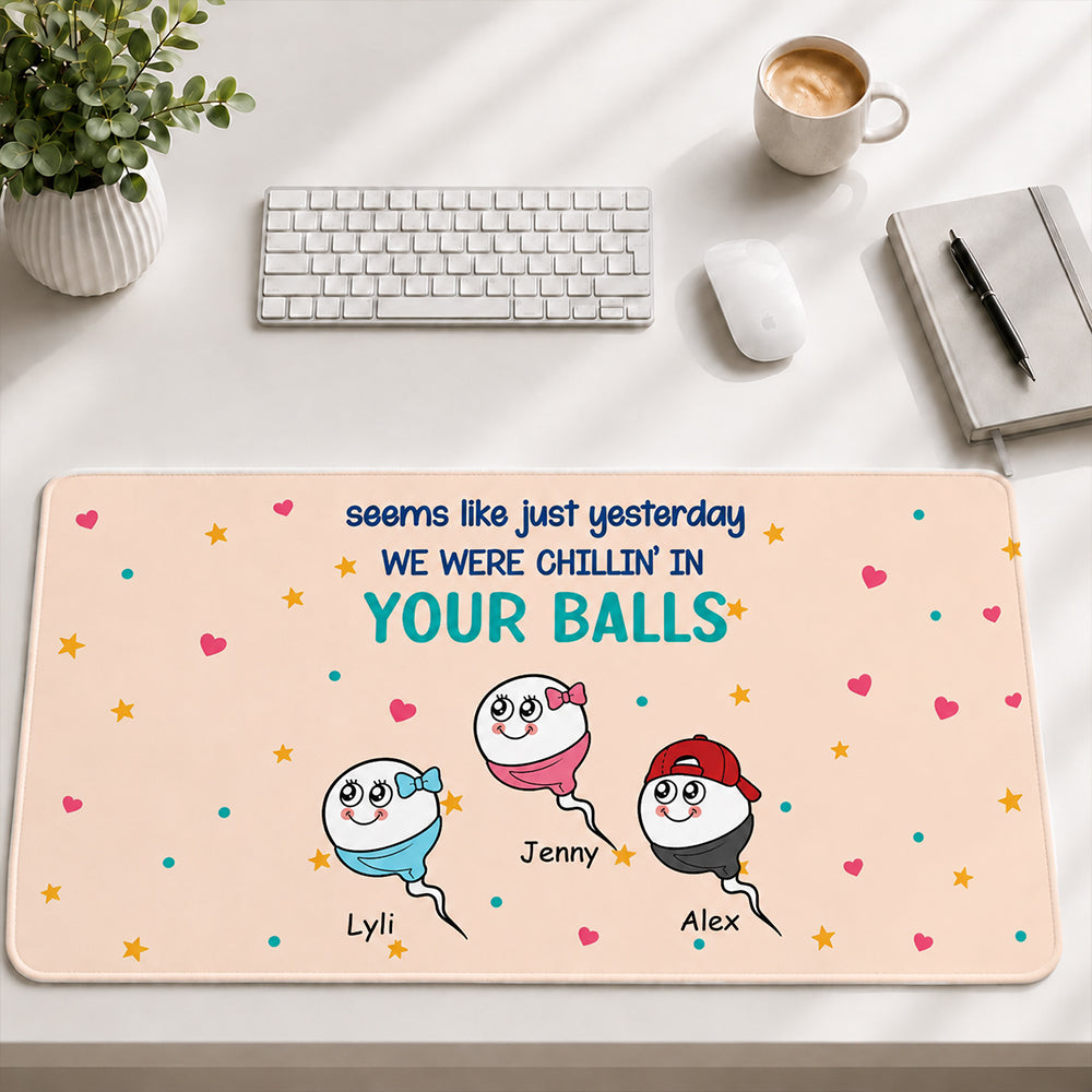 We Exist Because Of You - Gift For Father - Personalized Leather Desk Mat