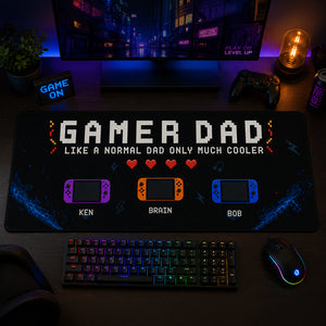 Gamer Dad Only Much Cooler - Personalized Leather Desk Mat