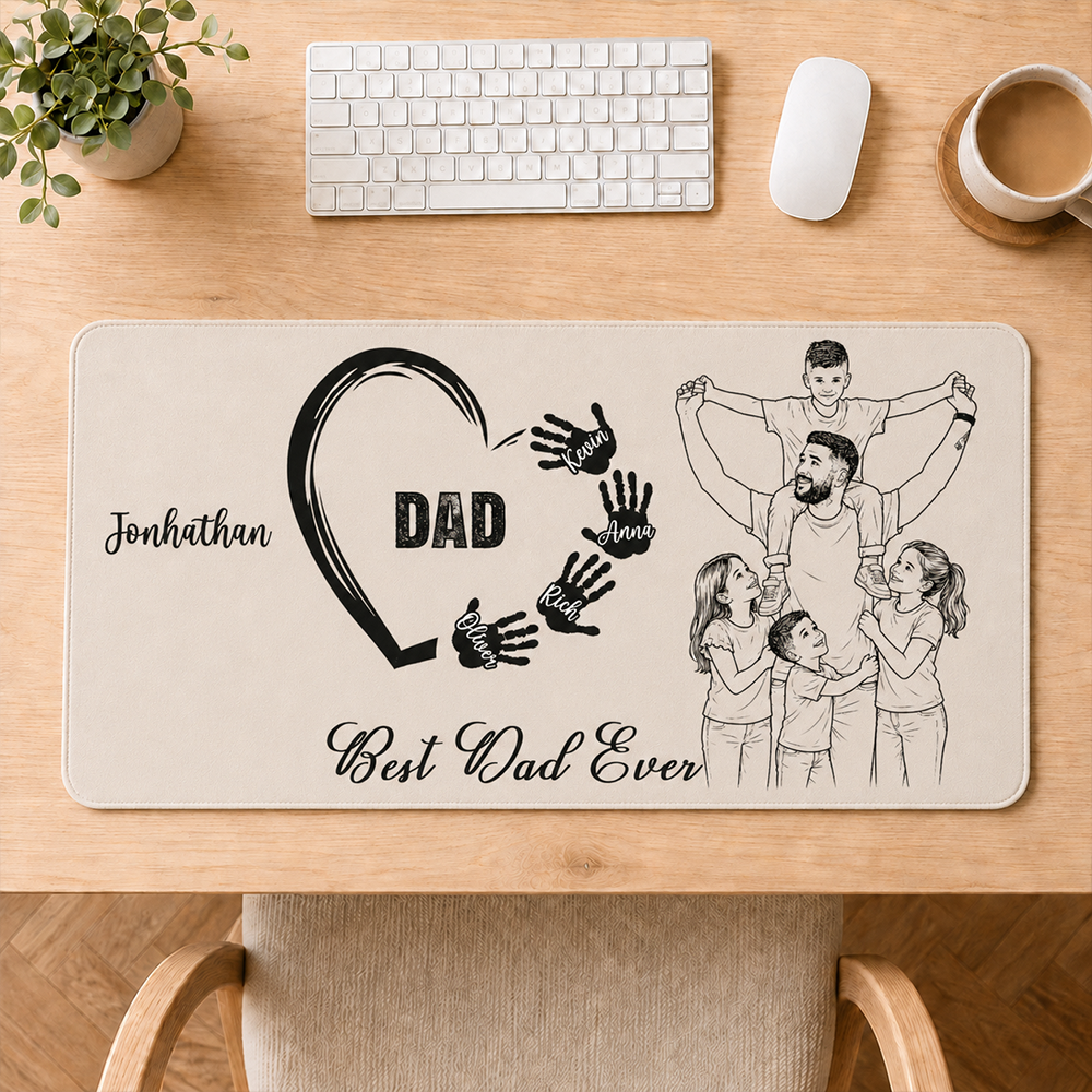 We Love You Everyday - Personalized Leather Desk Mat
