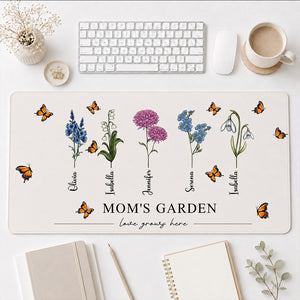 Grandma's Garden Birth Flowers - Personalized Leather Desk Mat