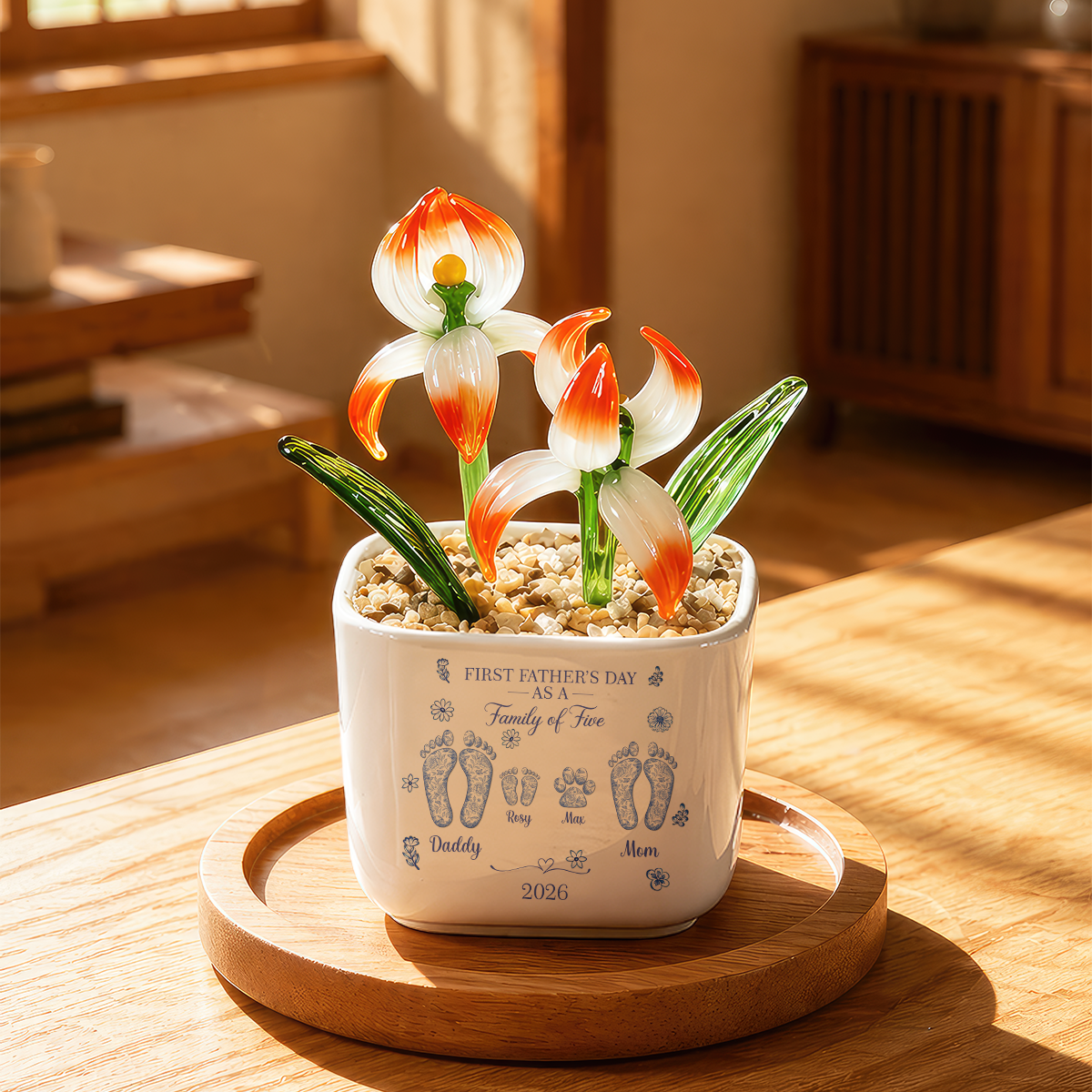 Small Footprints That Changed Everything - Personalized Glass Everlasting Flowers