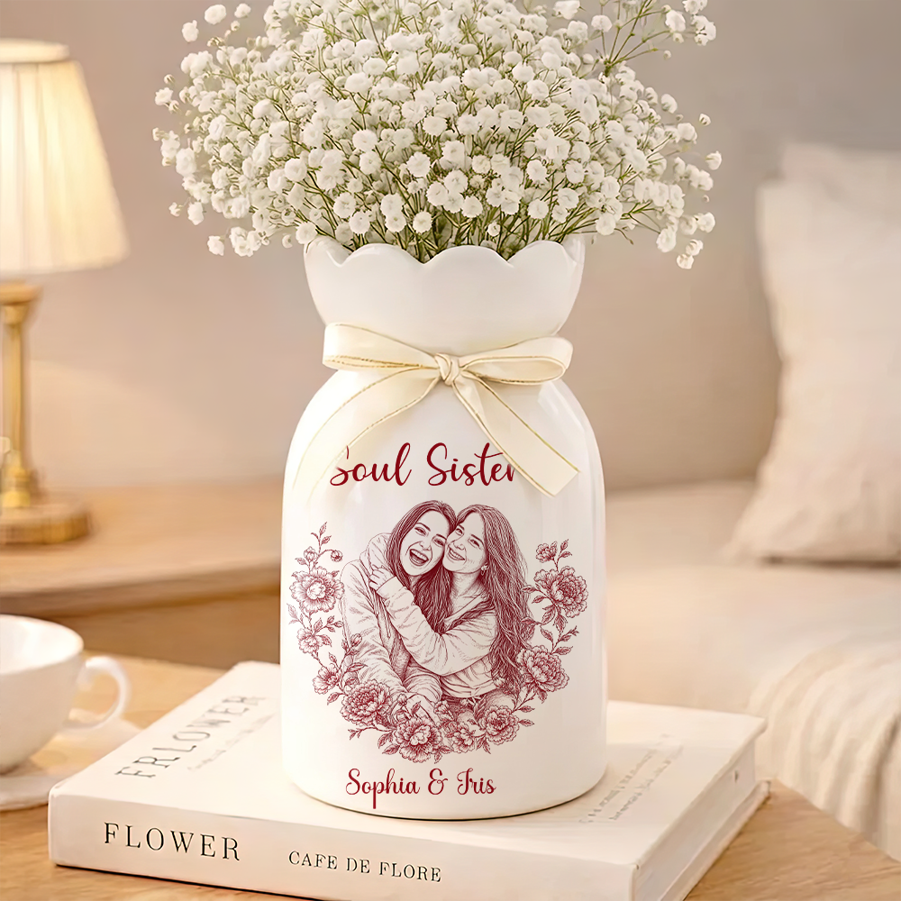 Soul Sisters Personalized Custom Ribbon Tie Flower Vase