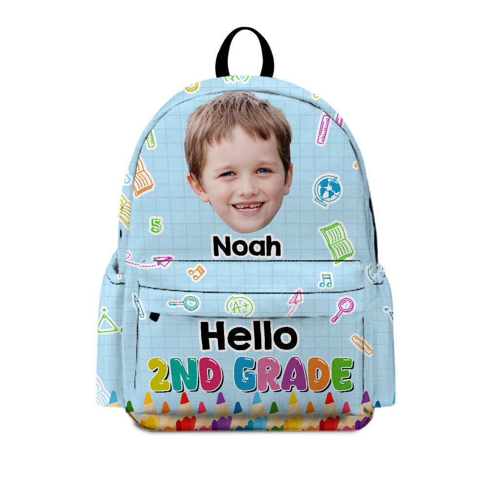 Custom Cute Kid Photo Hello School Backpack Back To School Gift