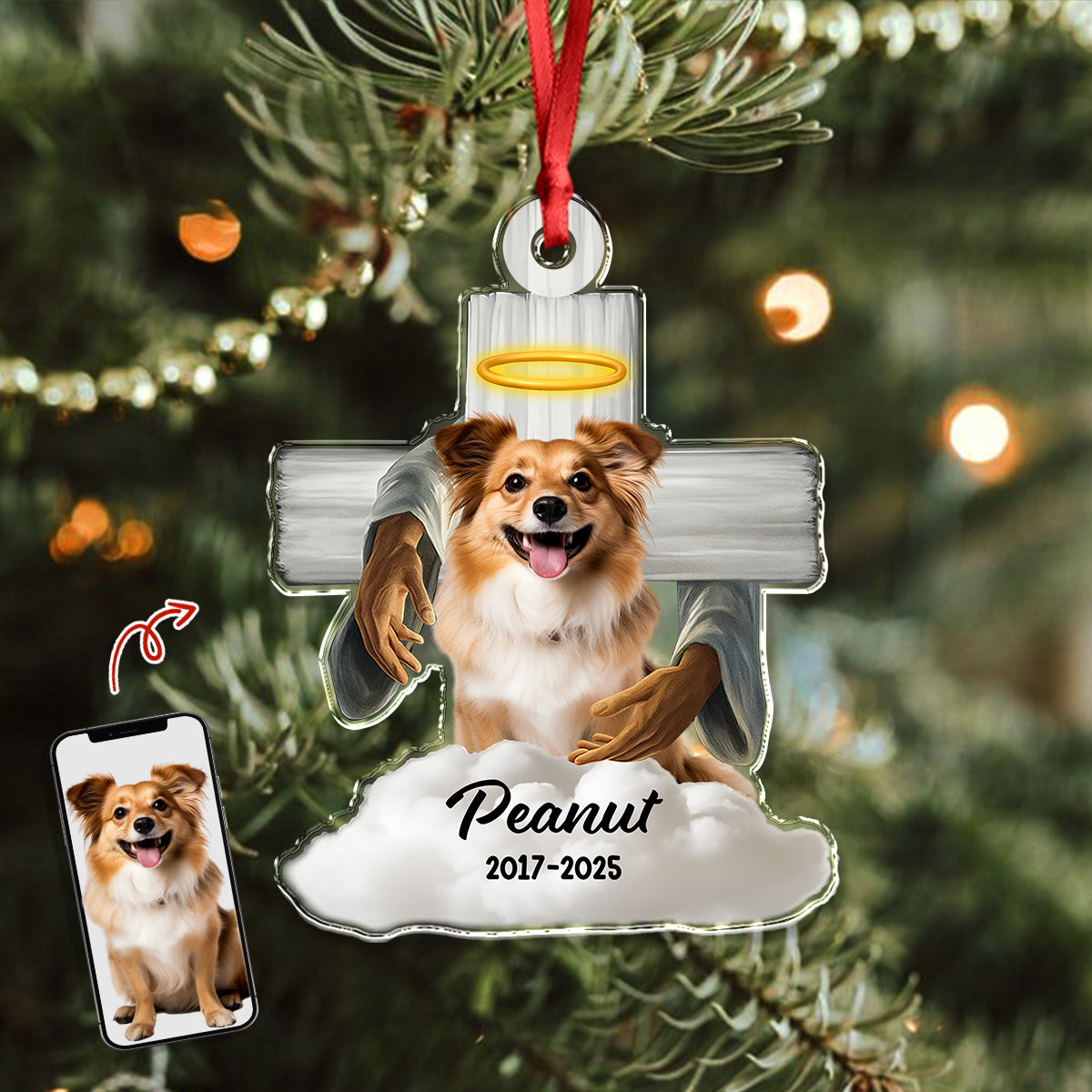 Custom Dog Memorial Photo Dog In Heaven Acrylic Ornament Christmas Gift For Dog Lovers Birthday Gift Christmas Gift For Dog Mom Dog Dad