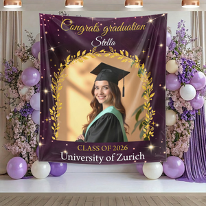 Glitter Class Of 2026 Personalized Graduation Backdrop