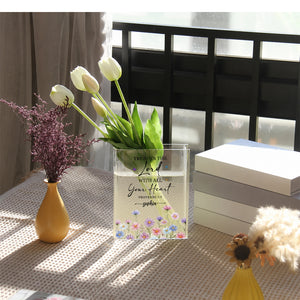 Prayer Journal Christian Gifts For Women, Wife, Daughter, Her - Personalized Journal Clear Acrylic Book Vase for Flowers, Transparent Flower Vase for Home Decor