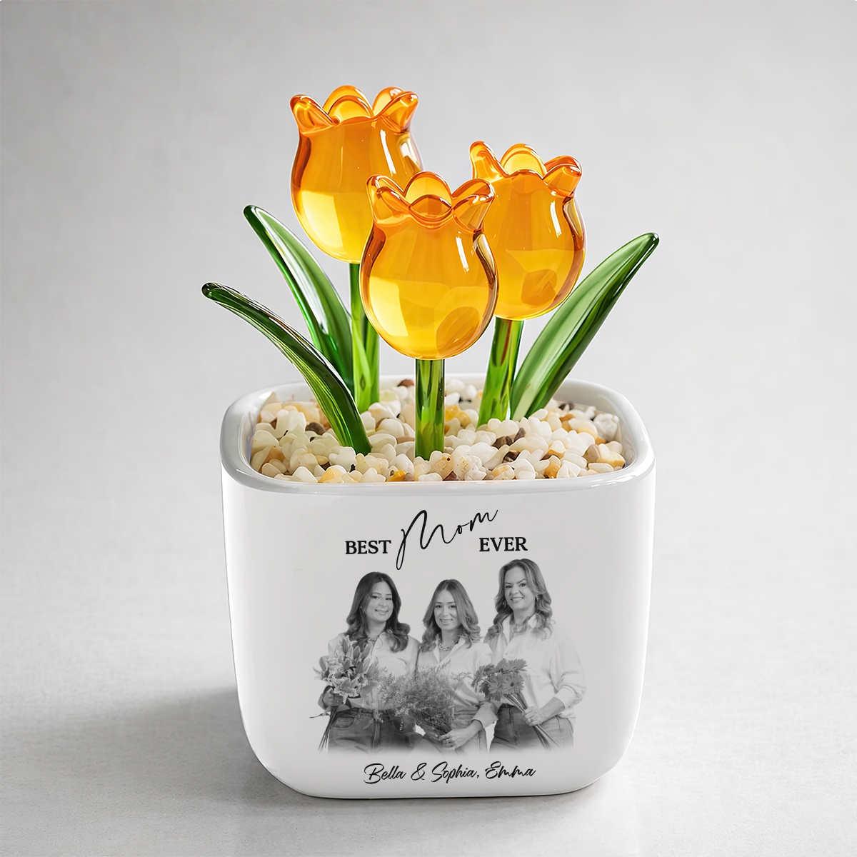 Best Mom Ever Personalized Glass Everlasting Tulips