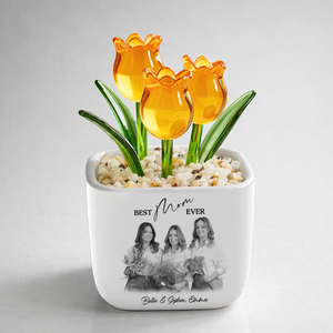 Best Mom Ever Personalized Glass Everlasting Tulips