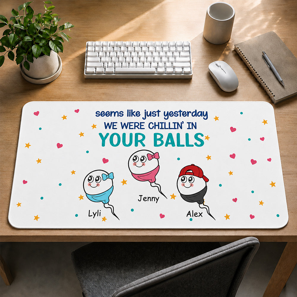 We Exist Because Of You - Gift For Father - Personalized Leather Desk Mat
