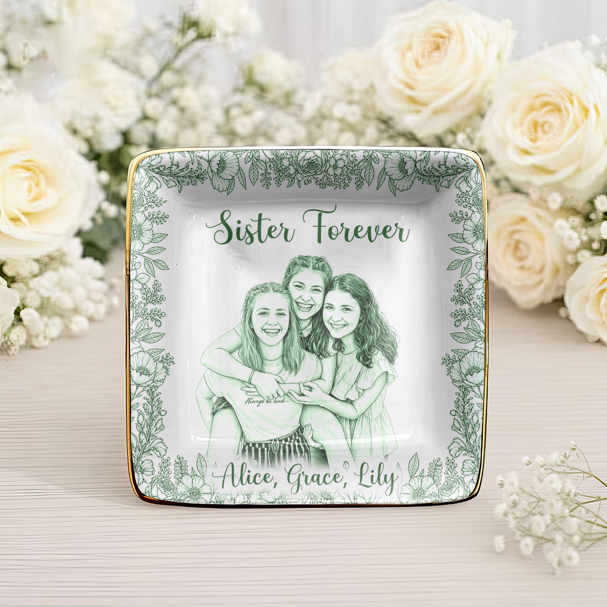 Custom Photo Ring Dish Gift For Friends, Soul Sisters - Personalized Photo Jewelry Dish