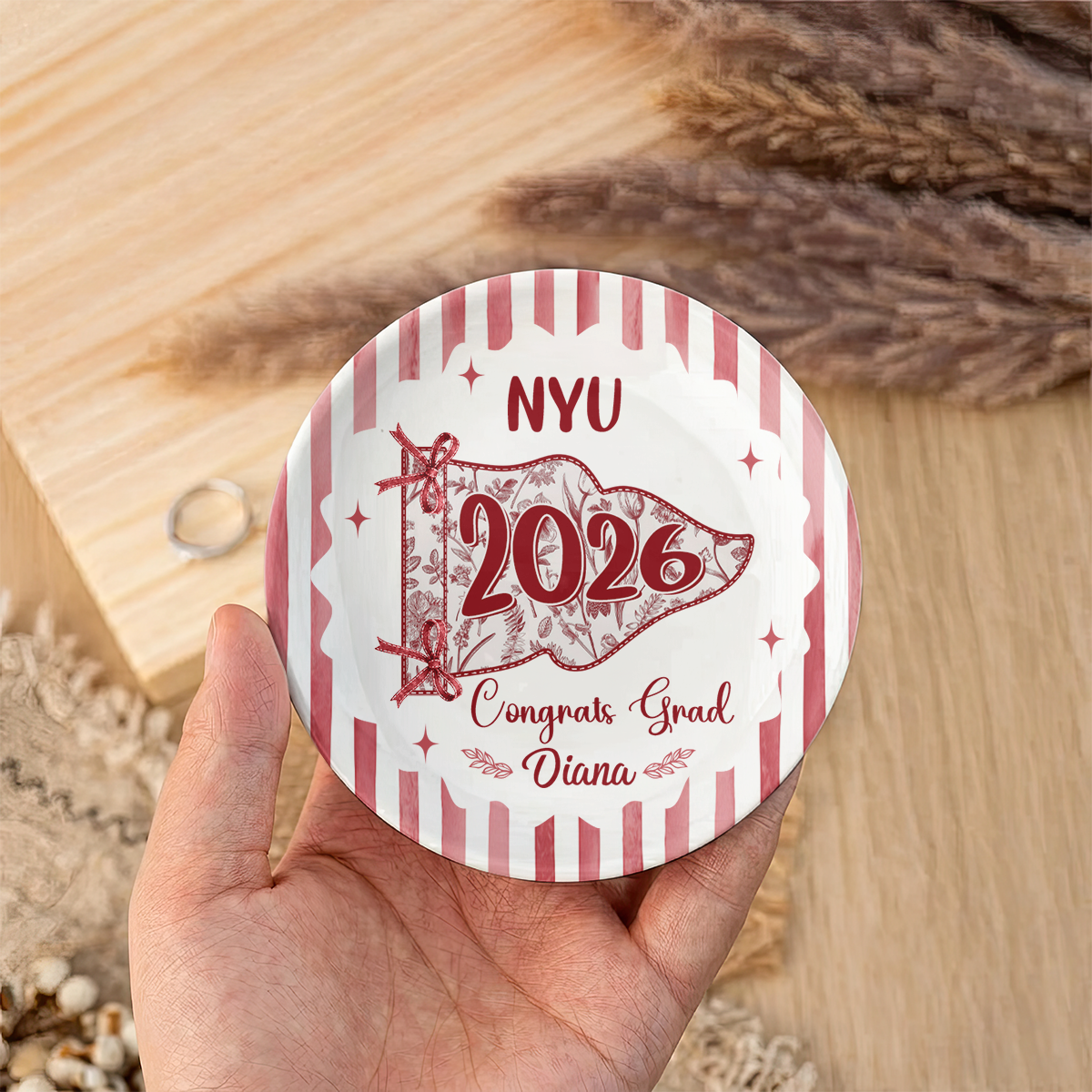 Custom School Pennant Flag Ring Dish - Jewelry Dish