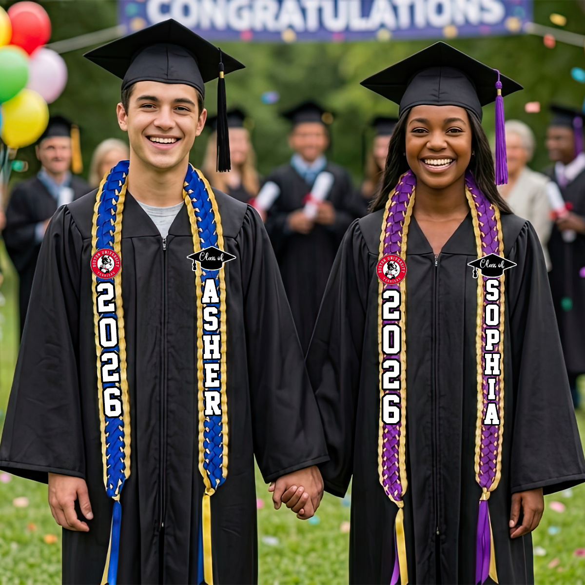 2026 Graduation Lei with Name Personalized Ribbon Lei