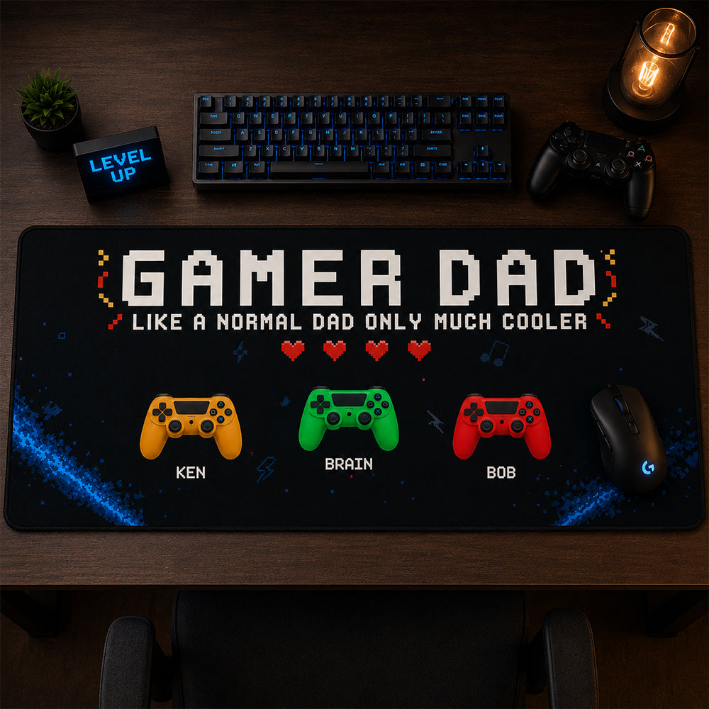 Gamer Dad Only Much Cooler - Personalized Leather Desk Mat