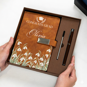 Graduation Birth Flower & Name Personalized Notebook Set