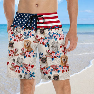 Custom Photo Enjoy Summer - Dog & Cat Personalized Custom Tropical Hawaiian Aloha Men Beach Shorts