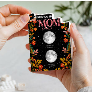Floral Theme The Day You Became Mom Grandma Custom Birth Moon Phase - Personalized Shaped Building Brick Blocks
