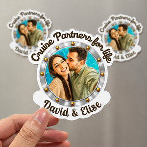 Cruise Partners For Life Custom Couple Photo Watercolor - Personalized Magnet