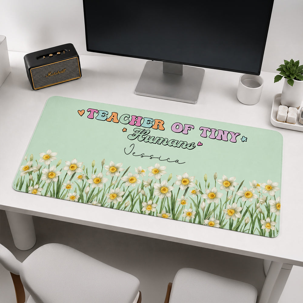 Teacher Of Tiny Humans - Personalized Leather Desk Mat