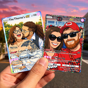 Personalized PKM Couple Card, Custom Photo Anime Wedding Card, Anniversary Gift, Gift for Him, Gift for Her, Custom Card Anniversary