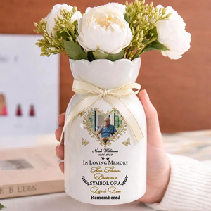 Flowers Bloom Memory Personalized Ribbon Tie Flower Vase