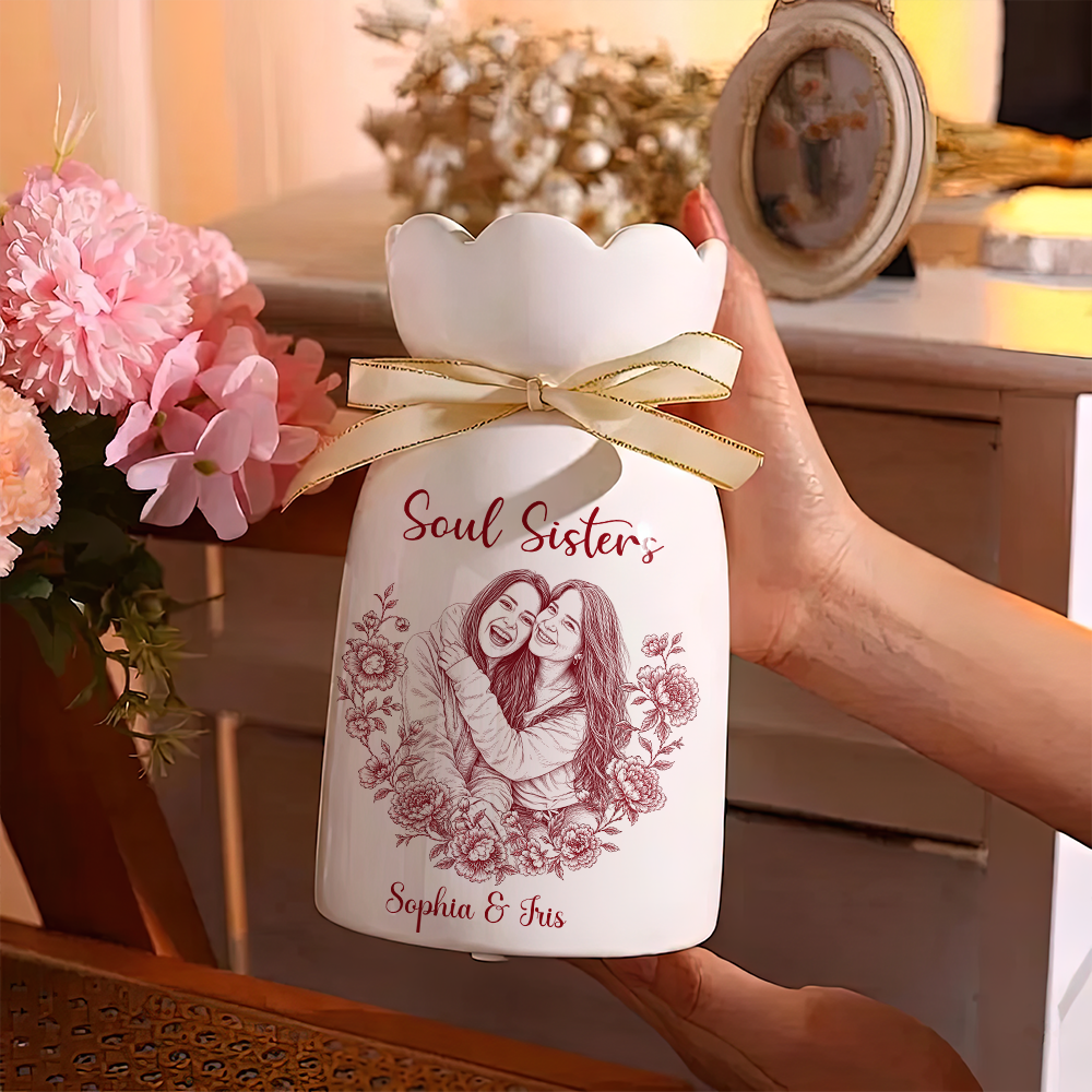 Soul Sisters Personalized Custom Ribbon Tie Flower Vase