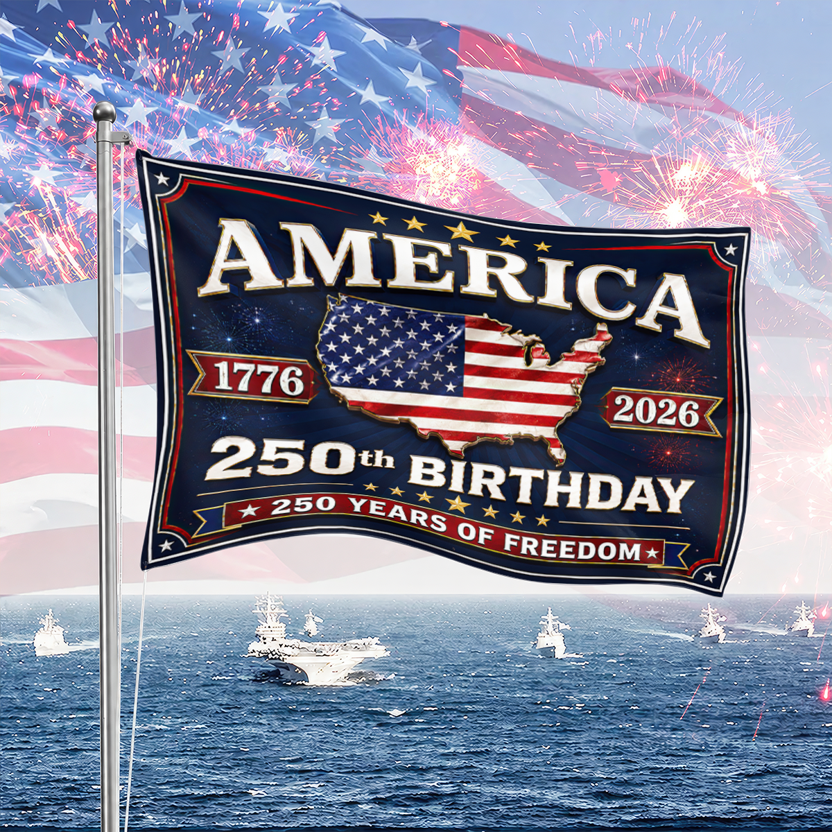 250 Years Birthday America - House Flag United States