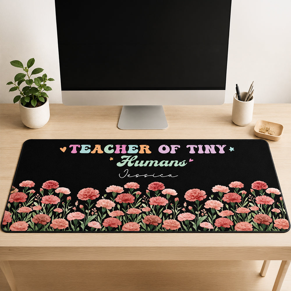 Teacher Of Tiny Humans - Personalized Leather Desk Mat