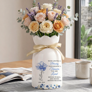 Life Was A Blessing Personalized Ribbon Tie Flower Vase