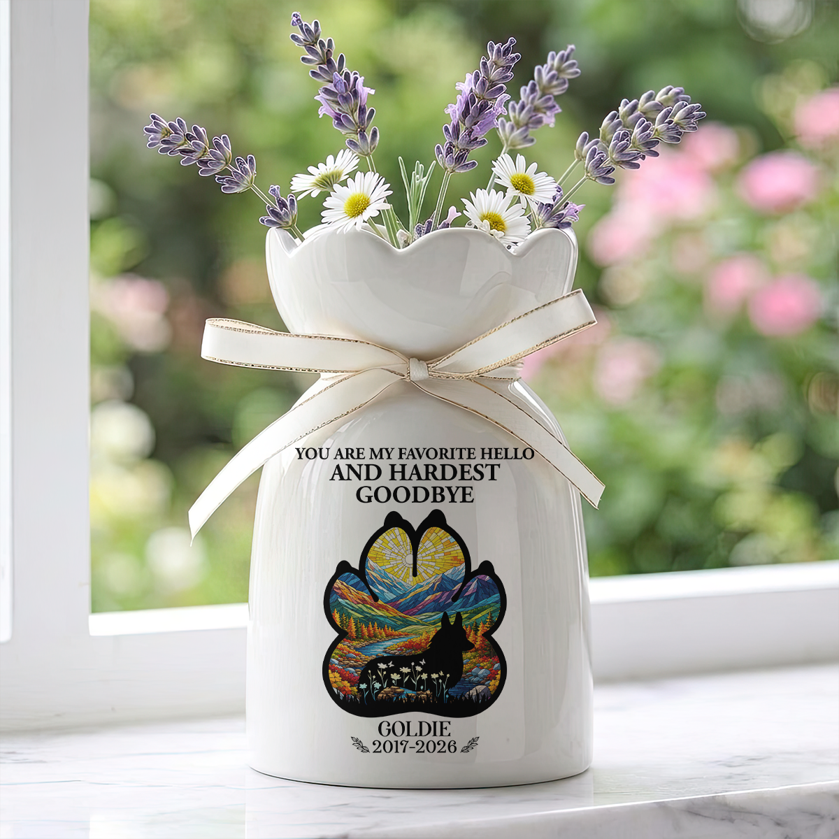 Forever In My Heart Personalized Ribbon Tie Flower Vase