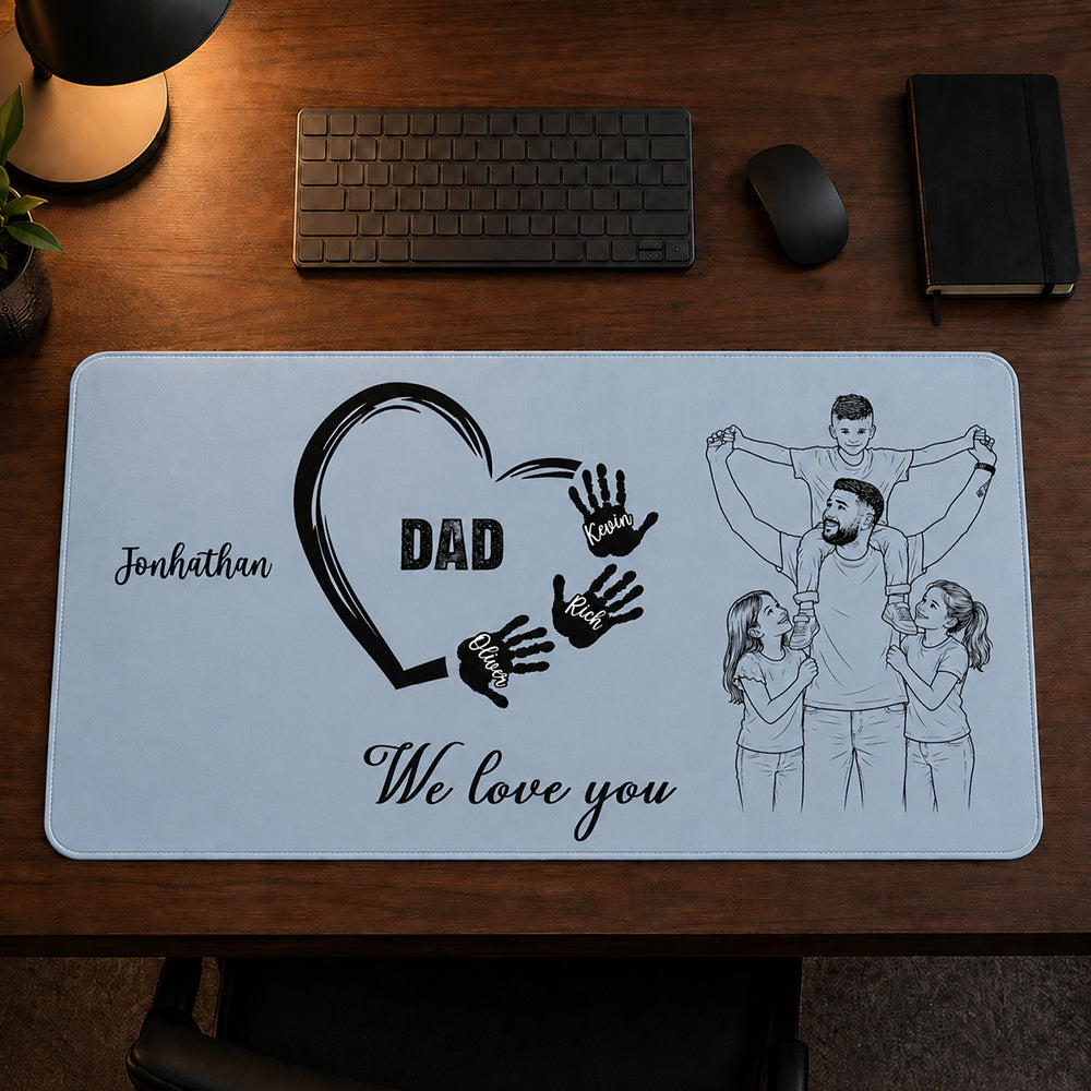 We Love You Everyday - Personalized Leather Desk Mat