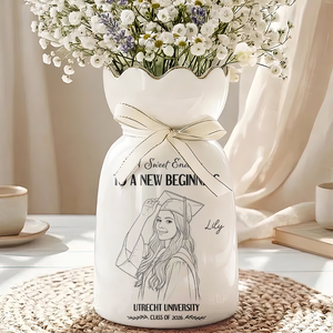 Class Of 2026 Pencil Sketch Personalized Flower Vase