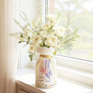 Couple Hands Art - Personalized Custom Ribbon Tie Flower Vase