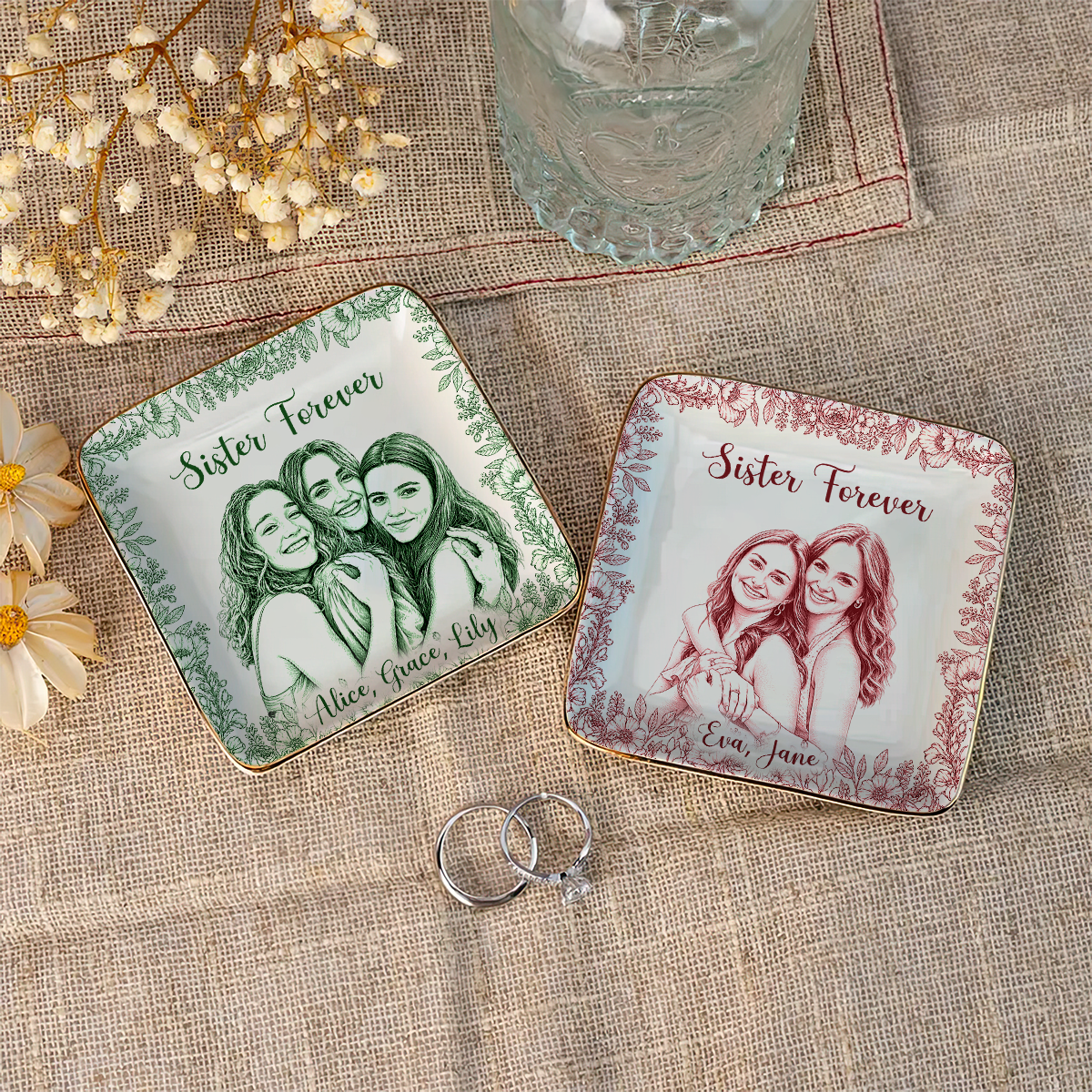 Custom Photo Ring Dish Gift For Friends, Soul Sisters - Personalized Photo Jewelry Dish