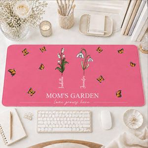 Grandma's Garden Birth Flowers - Personalized Leather Desk Mat
