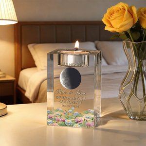 Moon Phase The Beginning Of Our Forever Personalized Crystal Candle Holder
