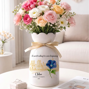 A Sweet Ending To A New Beginning Ribbon Tie Flower Vase