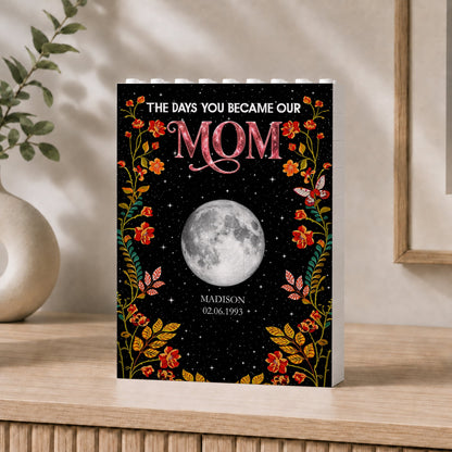 Floral Theme The Day You Became Mom Grandma Custom Birth Moon Phase - Personalized Shaped Building Brick Blocks mk4_d4ce9ee1-d895-434b-88ef-517653a1f5fd.jpg