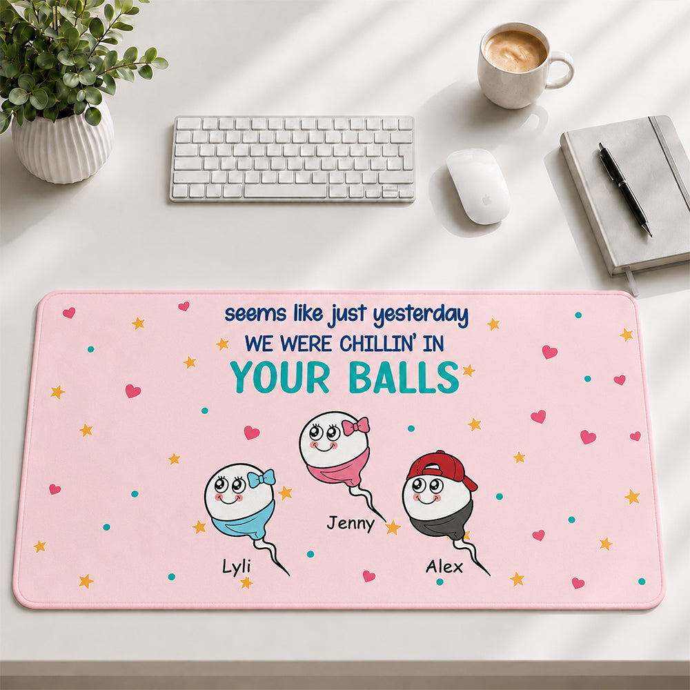 We Exist Because Of You - Gift For Father - Personalized Leather Desk Mat
