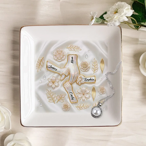 Kids Holding Mom Grandma Hand 2D Printed - Personalized Jewelry Dish