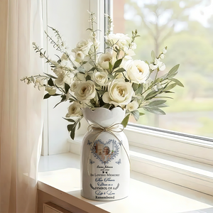 Flowers Bloom Memory Personalized Ribbon Tie Flower Vase