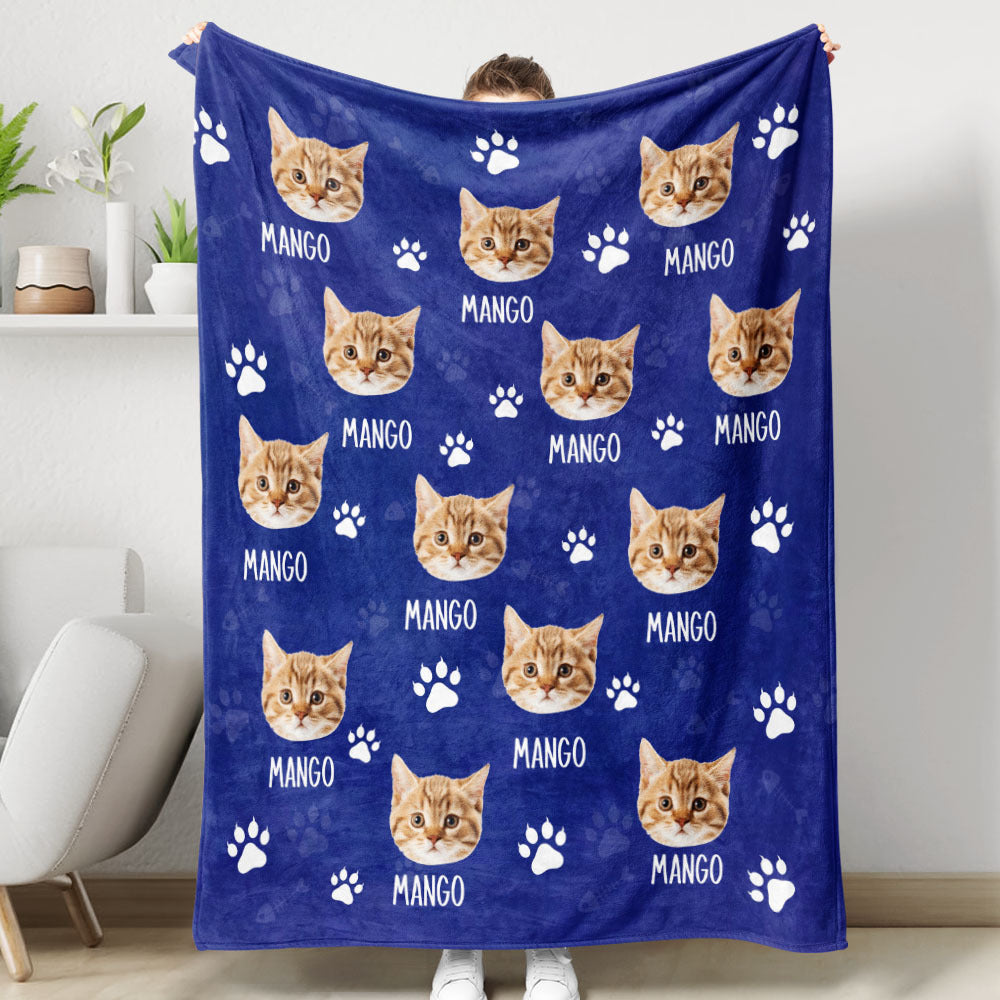 Custom Pet Photo & Paws Fleece Blanket, Pet Lover Gift