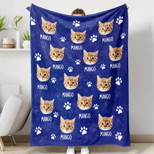 Custom Pet Photo & Paws Fleece Blanket, Pet Lover Gift