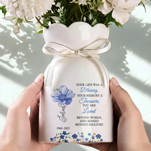 Life Was A Blessing Personalized Ribbon Tie Flower Vase