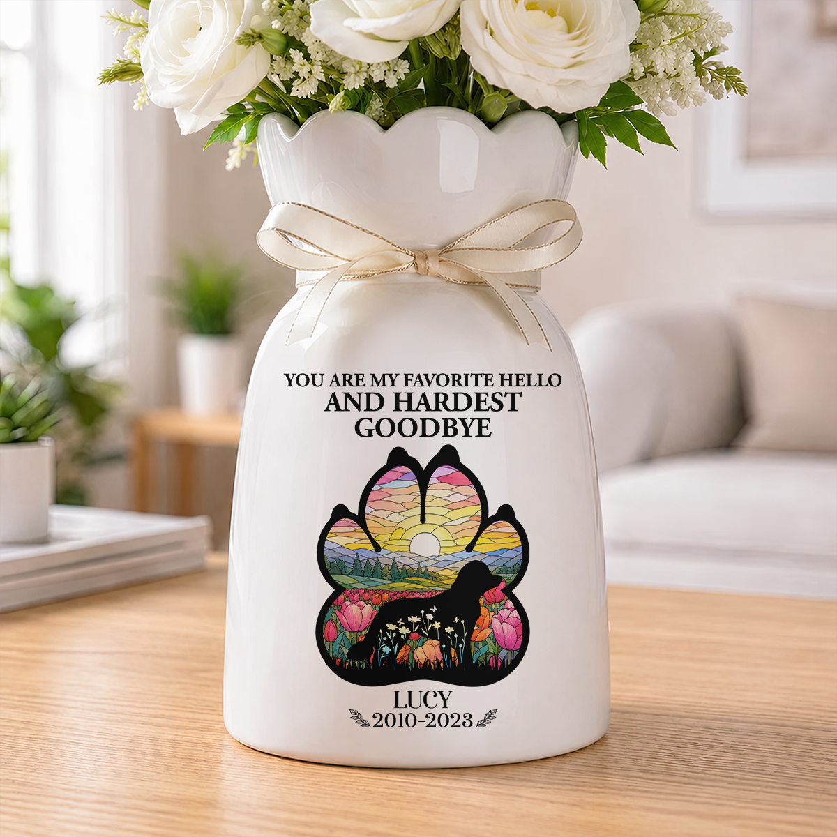 Forever In My Heart Personalized Ribbon Tie Flower Vase