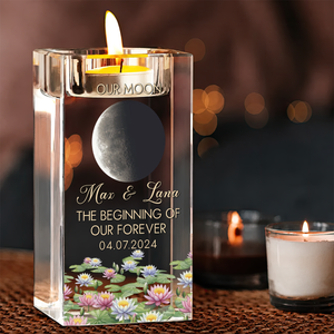 Moon Phase The Beginning Of Our Forever Personalized Crystal Candle Holder