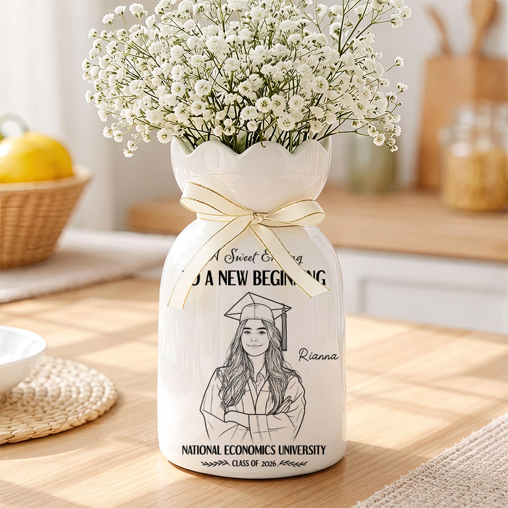 Class Of 2026 Pencil Sketch Personalized Flower Vase